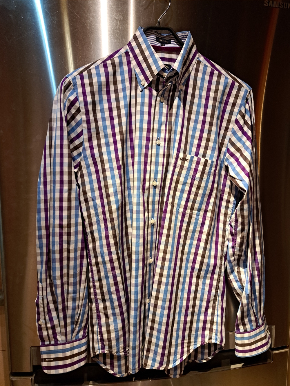 Paul & Shark Purple, Blue & White Checked Button-Down Shirt